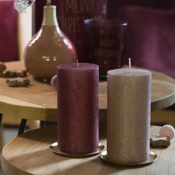 Depot Bougie Pilier Finition Metallisee^ Bougies De L'Avent