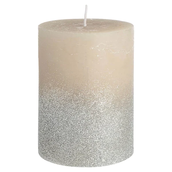 Depot Bougie Pilier Rustic Silver Glitter^ Bougies De L'Avent