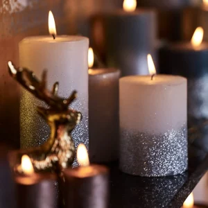 Depot Bougie Pilier Rustic Silver Glitter^ Bougies De L'Avent