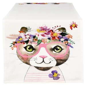 Depot Chemin De Table Chat A Fleurs