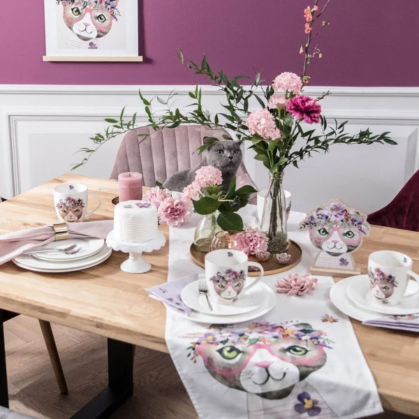 Depot Chemin De Table Chat A Fleurs