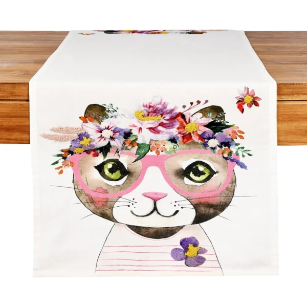 Depot Chemin De Table Chat A Fleurs