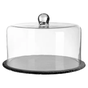 Depot Cloche En Verre Avec Plateau De Service En Ardoise