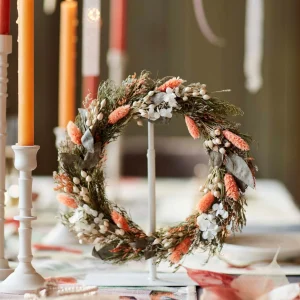 Depot Couronne De Fleurs Sechees Estelle Avec Porte-Couronne