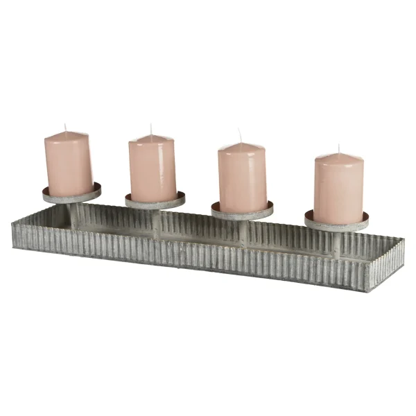 Depot Deko-Tablett Zinc Mit 4 Tullen^ Couronnes De L'Avent