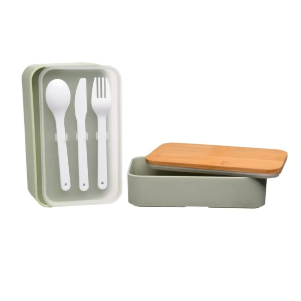 Depot Double Boite A Lunch Avec Couverts Reutilisables
