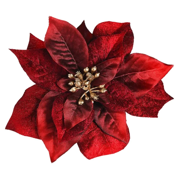 Depot Fleur Artificielle Poinsettia Sur Clip^ Décoration De La Couronne De L'Avent