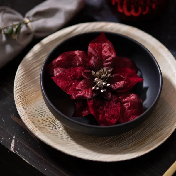 Depot Fleur Artificielle Poinsettia Sur Clip^ Décoration De La Couronne De L'Avent