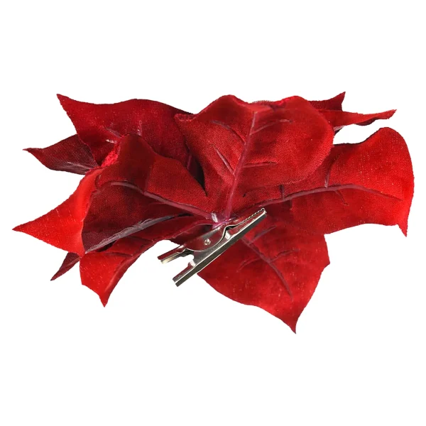 Depot Fleur Artificielle Poinsettia Sur Clip^ Décoration De La Couronne De L'Avent