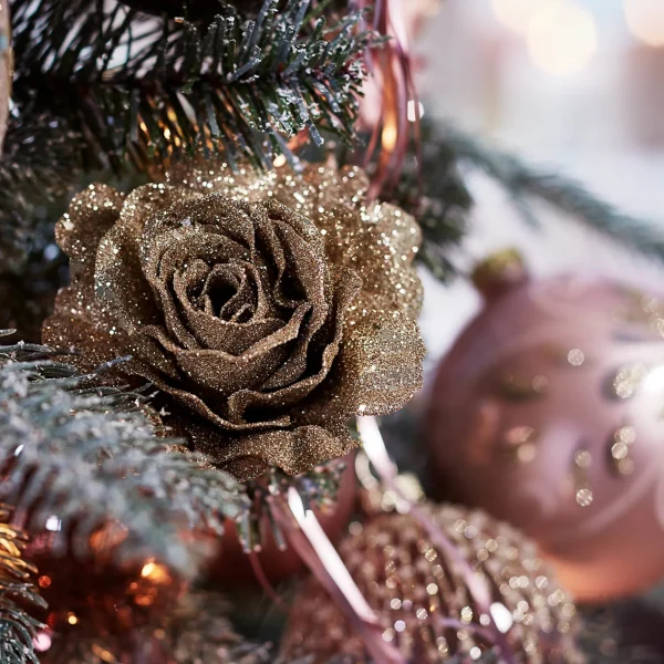 Depot Fleur Artificielle Scintillante Rose Sur Clip^ Décoration De La Couronne De L'Avent