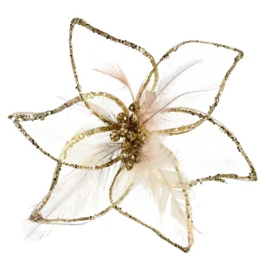 Depot Fleur Décorative Scintillante En Organza Sur Clip^ Décoration De La Couronne De L'Avent