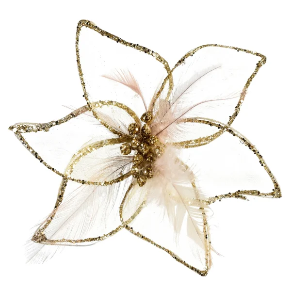 Depot Fleur Décorative Scintillante En Organza Sur Clip^ Décoration De La Couronne De L'Avent