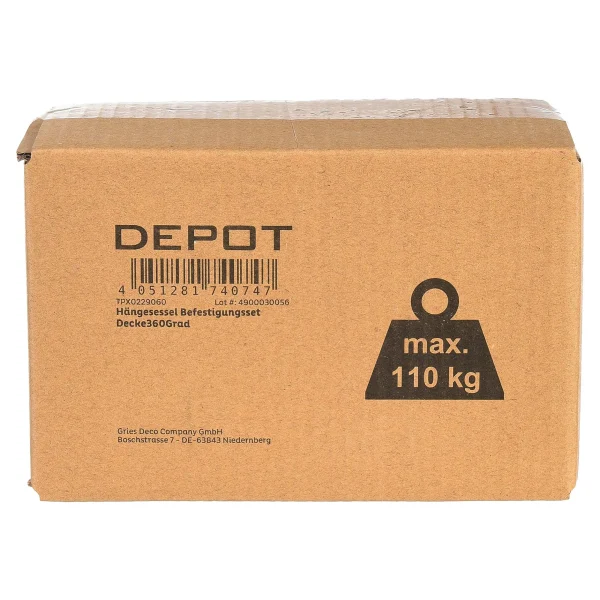 Depot Kit De Fixation Au Plafond Colin Pour Fauteuil Suspendu, Pivotant