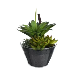 Depot Plante Artificielle Melange De Plantes Succulentes Dans Un Recipient En Verre^ Arbres Artificiels