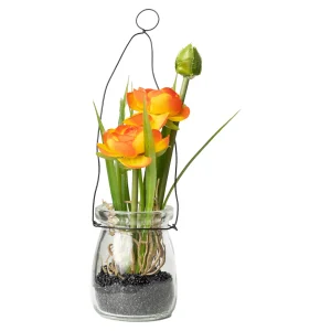 Depot Plante Artificielle Renoncule Dans Vase En Verre^ Arbres Artificiels