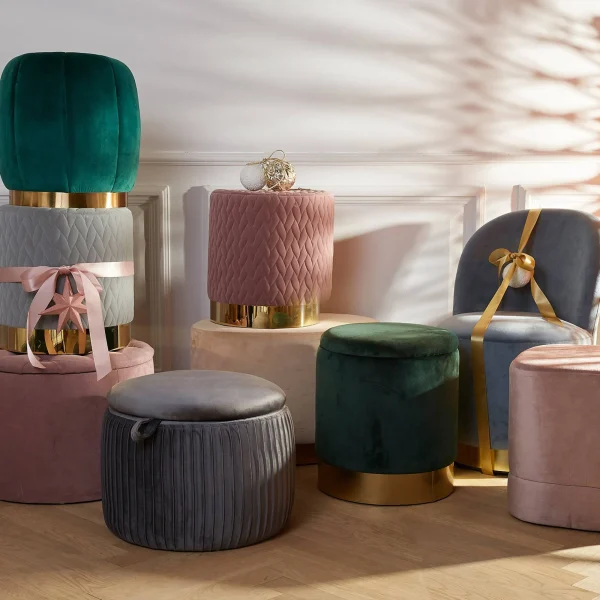 Depot Pouf En Velours Agnes Avec Espace De Rangement