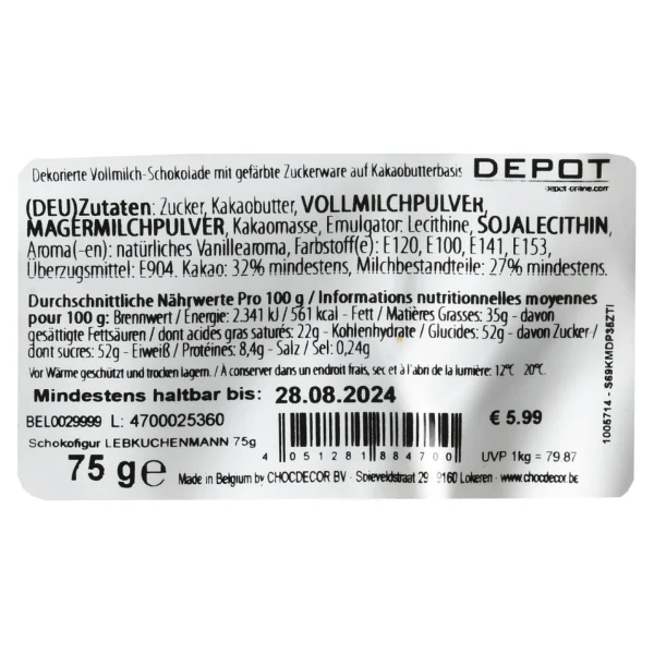 Depot Schokofigur Lebkuchenmann 75G