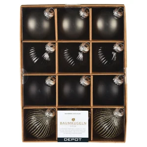 Depot Set De Boules De Noël En Verre Rainure^ Boules & Pointes D'Arbres