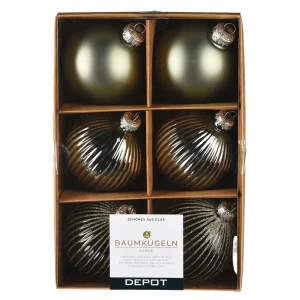 Depot Set De Boules De Noël En Verre Rainure^ Boules & Pointes D'Arbres