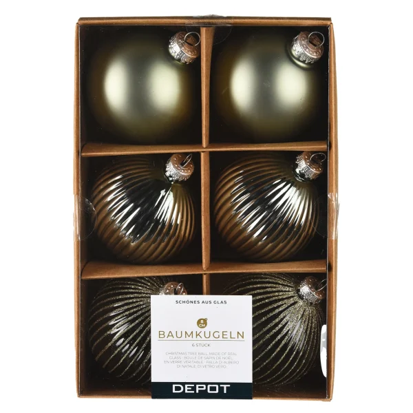 Depot Set De Boules De Noël En Verre Rainure^ Boules & Pointes D'Arbres