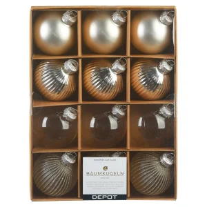 Depot Set De Boules De Noël En Verre Rainure^ Boules & Pointes D'Arbres