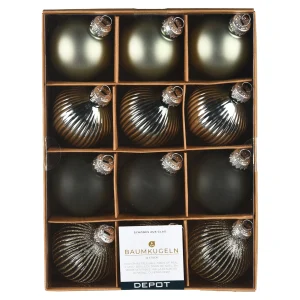 Depot Set De Boules De Noël En Verre Rainure^ Boules & Pointes D'Arbres