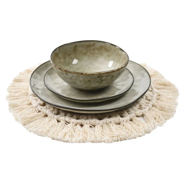 Depot Set De Vaisselle Riva Avec Set De Table En Macrame